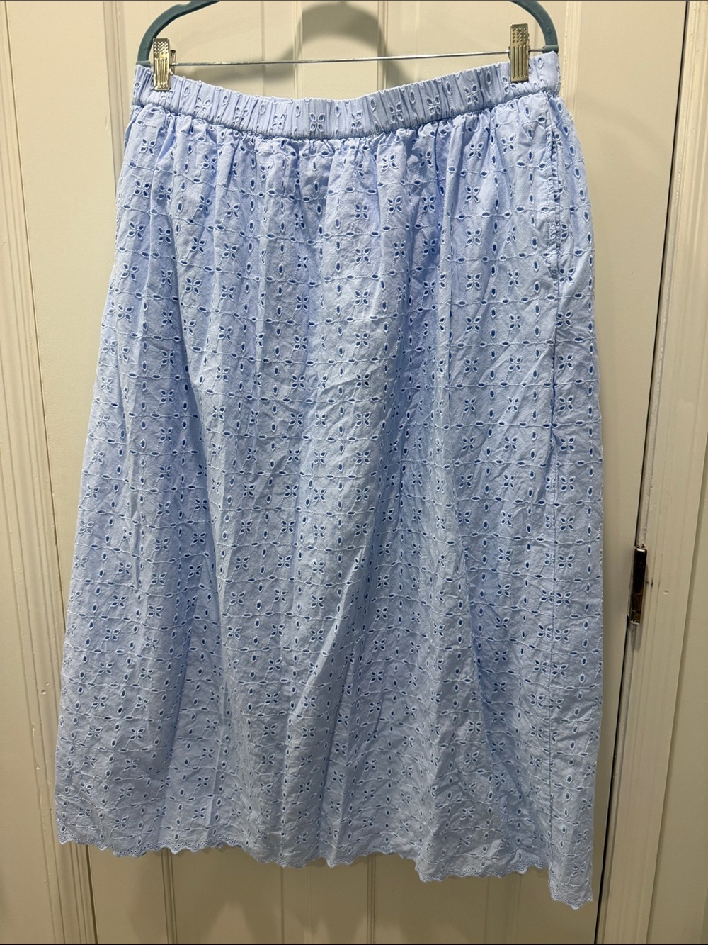 Universal Thread Light Blue Eyelet A-Line Skirt